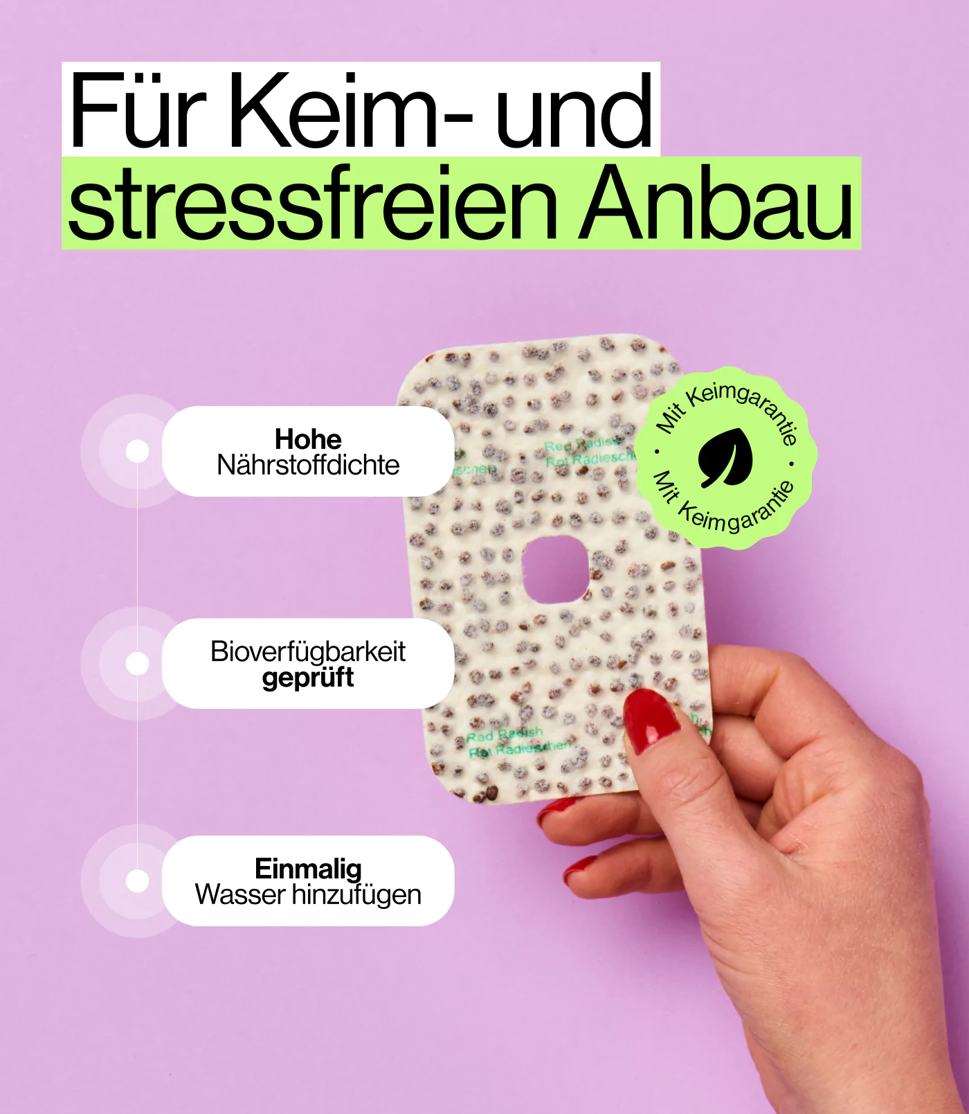 Keimgarantie von ingarden für schnell keimende Microgreens