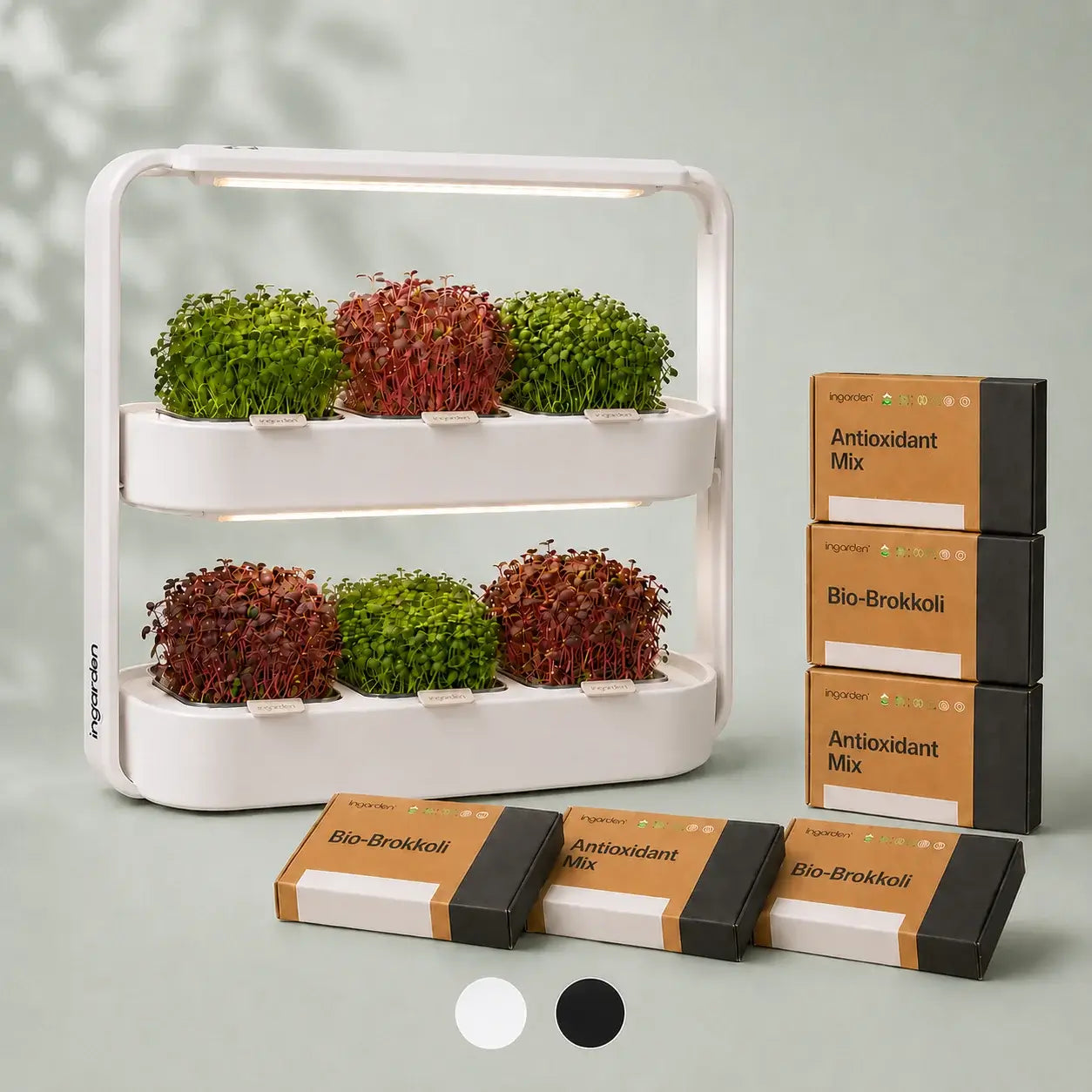 ingarden Gesundes Altern Set duo – zweistöckiger Indoor Garden mit Bio-Microgreens für Zellschutz